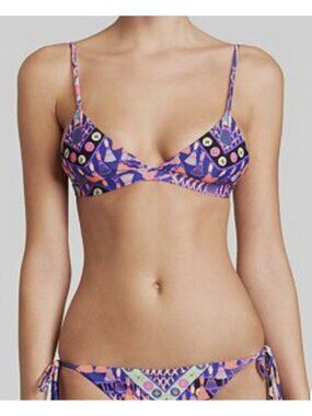 NWT Mara Hoffman Macrame Navy Triangle Bikini Top Reversible Size XS $128 [jb]
